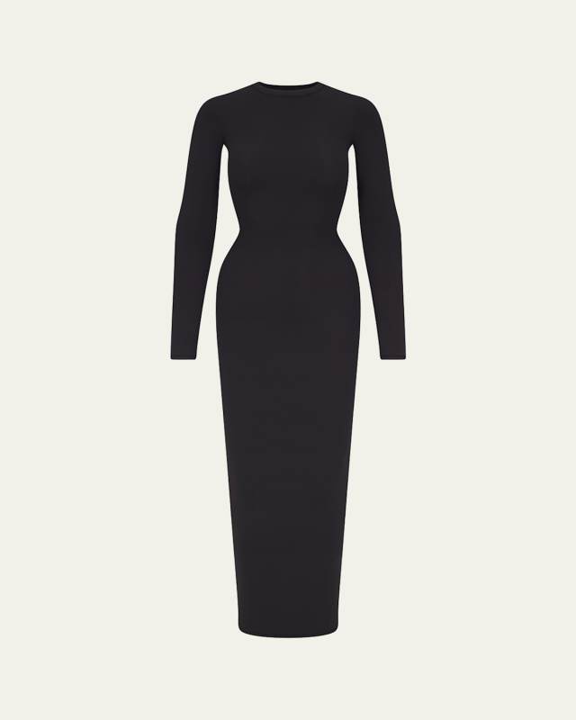 Fits Everybody Long-Sleeve Crewneck Maxi Dress